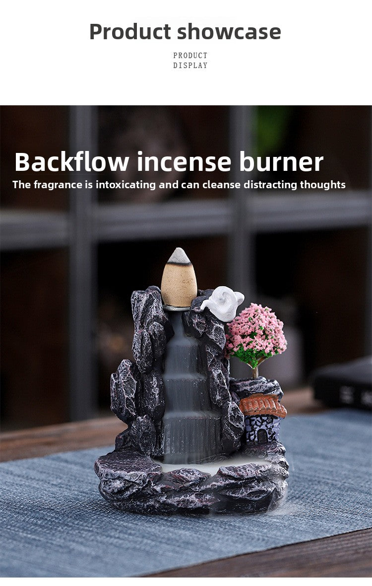 zensoullab Resin Backflow Incense Burner Small Creative Home Aromatherapy Burner Decorative Smoke Sandalwood Incense Burner