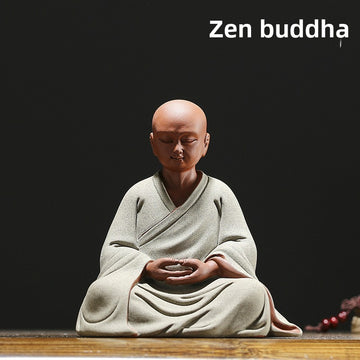 zensoullab Zen Purple Clay Little Monk Tea Pet Figure Zen Monk Little Novice Tea Ceremony Desktop Entrance Living Room Fish Tank Chinese Style Ornament
