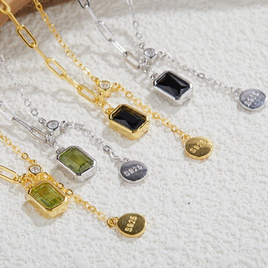 zensoullab Colorful Gemstone Series Spliced Necklace for Women Natural Black Spinel Jewelry Light Luxury Collarbone Chain Accessories S925 Inlaid