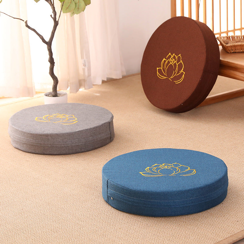 Zensoullab Japanese Style Tatami Mat Futon Cushion Thickened Stool Removable and Washable Window Cushion round Meditation Cushion Meditation Pray Cushion