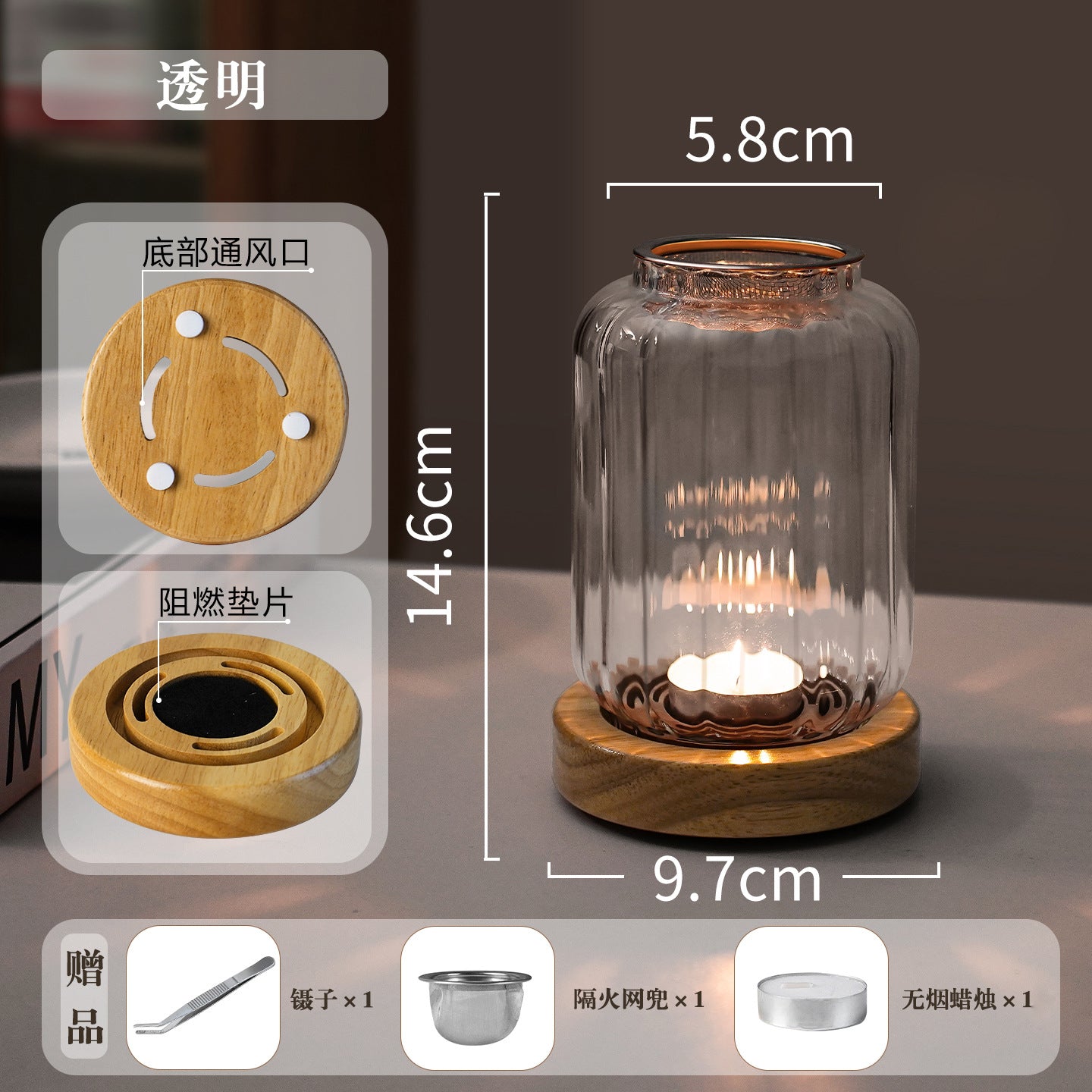 zensoullab Home Beauty Salon Glass Candle Holder Calming Aromatherapy Lamp Sandalwood Agarwood Incense Powder Incense Burner Chinese Style Candle Agarwood Lamp