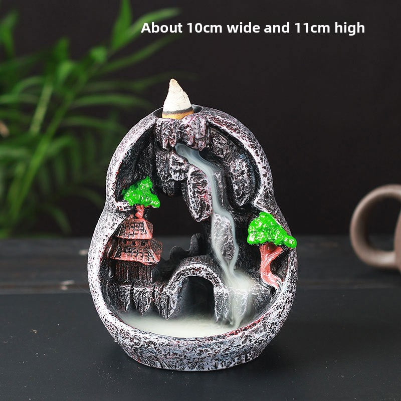 zensoullab Resin Backflow Incense Burner Zen Rockery Home Indoor Living Room Incense Burner Backflow Incense Landscape Decoration Ornament