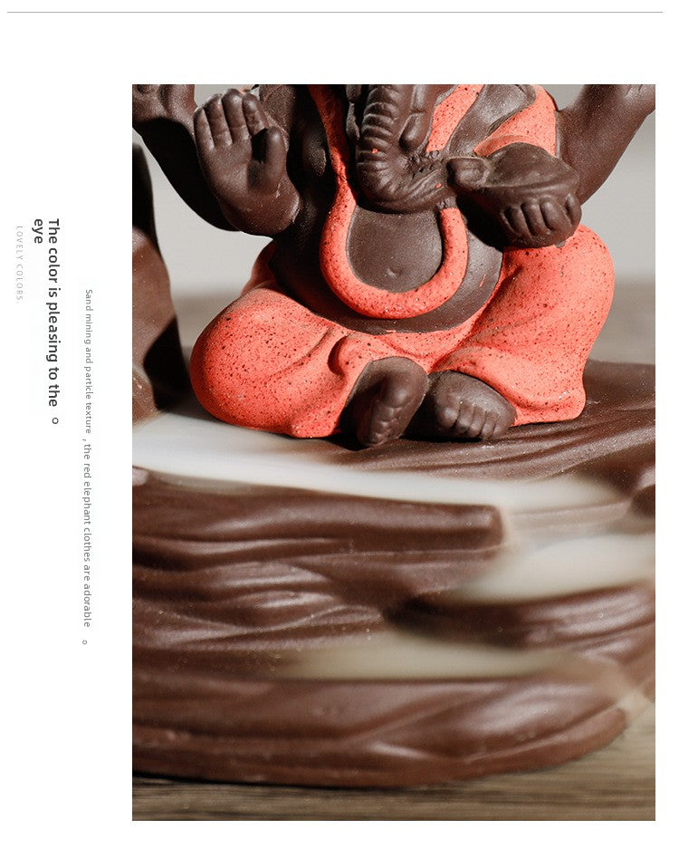 zensoullab Purple Clay Tower Incense Burner Thai Treasure Elephant Smoke Backflow Incense Burner Creative Southeast Asian Home Fragrance Ornament