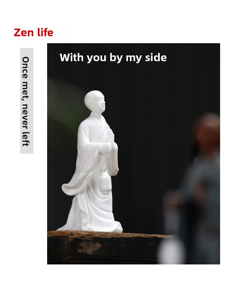 zensoullab Purple Clay Zen Buddhist Little Monk Figurine Creative Ceramic Character Home Living Room Tea Room Tea Pet Desktop Decoration