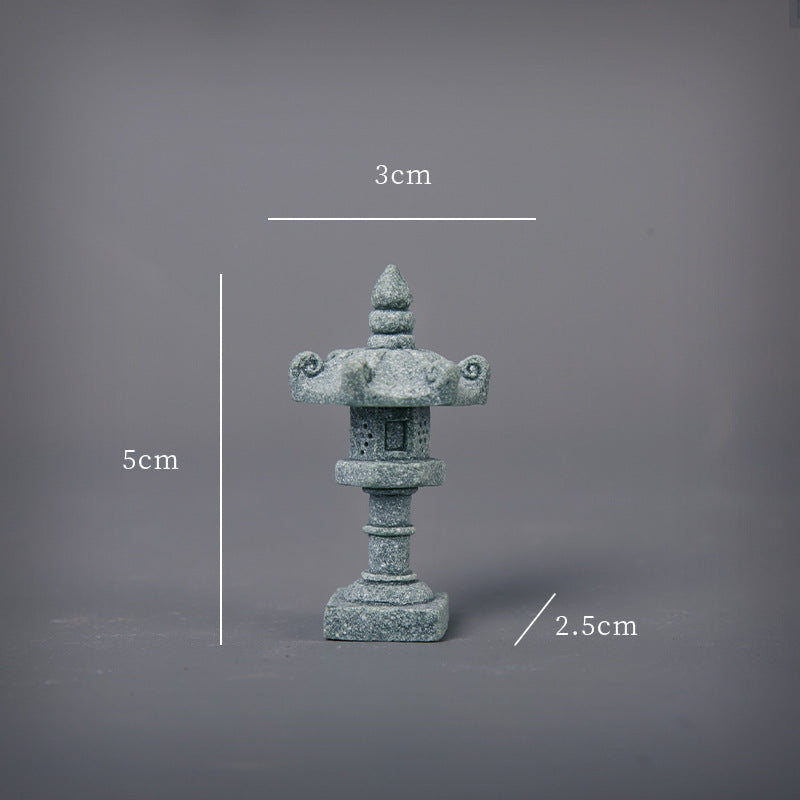 zensoullab Japanese Style Stone Lantern Micro Landscape Ornament Chinese Style Bonsai Fish Tank Decoration Ancient Style Desktop Zen Tea Table Stone Lantern