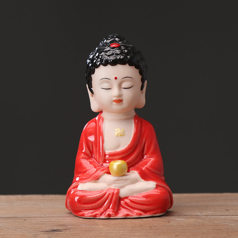 zensoullab Ceramic Buddha Statue Peace Buddha Chinese Style Entrance Shakyamuni Crafts Guanyin Ornament Lying Buddha Car Accessories