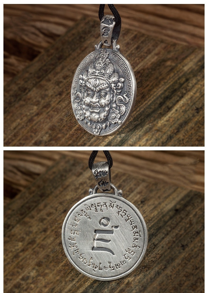 zensoullab National Trend Thai Silver Pendant Retro Three-Eyed Wisdom Buddha Hanging Ornament Original Handmade Buddha Amulet Versatile Men's and Women's Necklace