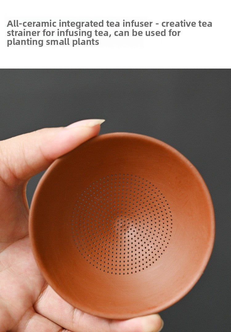 zensoullab Zen Purple Clay Little Monk Tea Pet Tea Leaf Filter Kung Fu Tea Set Accessories Creative Hat Tea Strainer Full Ceramic Tea Infuser