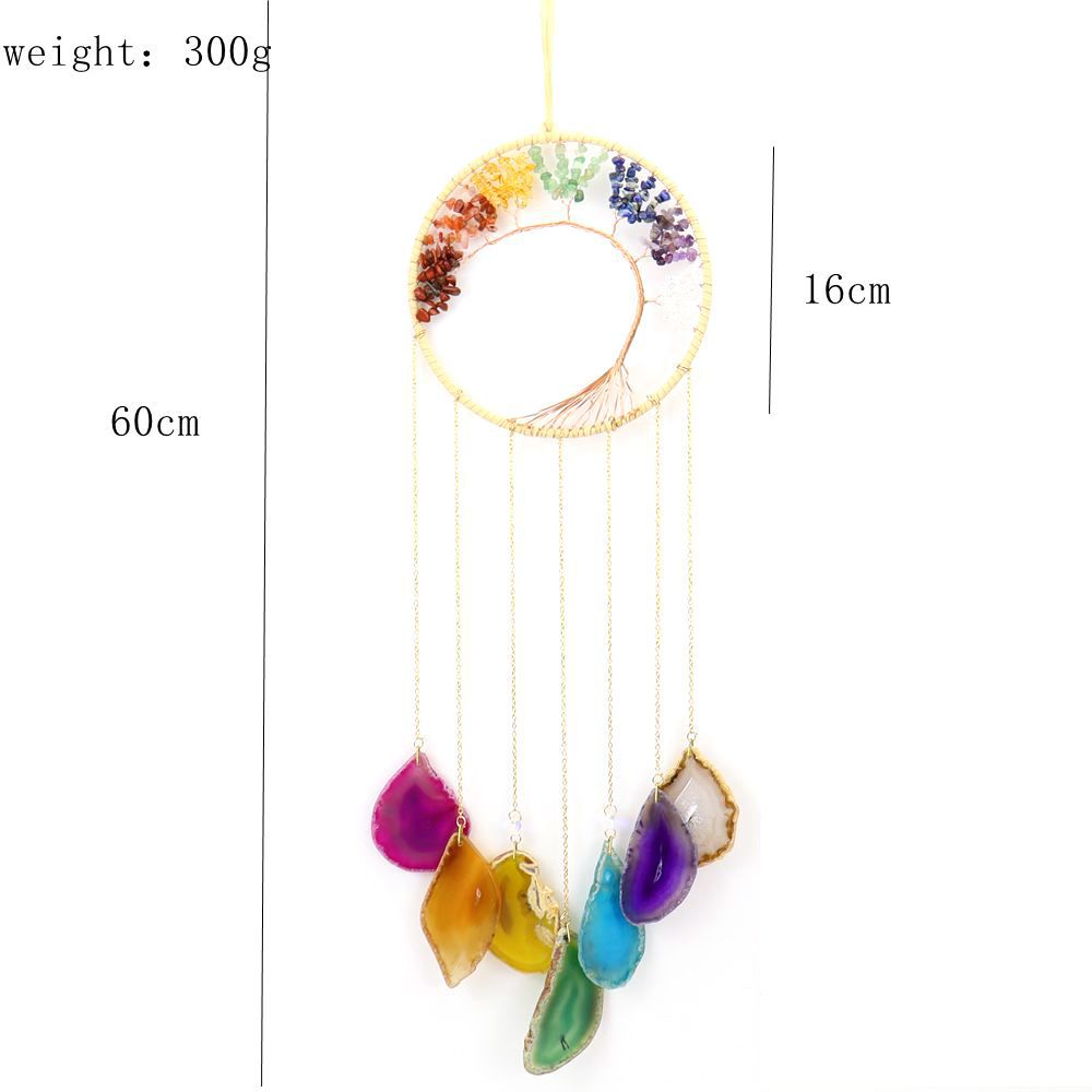 zensoullab Handmade Wire Wrapped Crystal Gravel Dream Catcher Tree of Life Natural Agate Wind Chime Pendant Birthday Gift Ornament