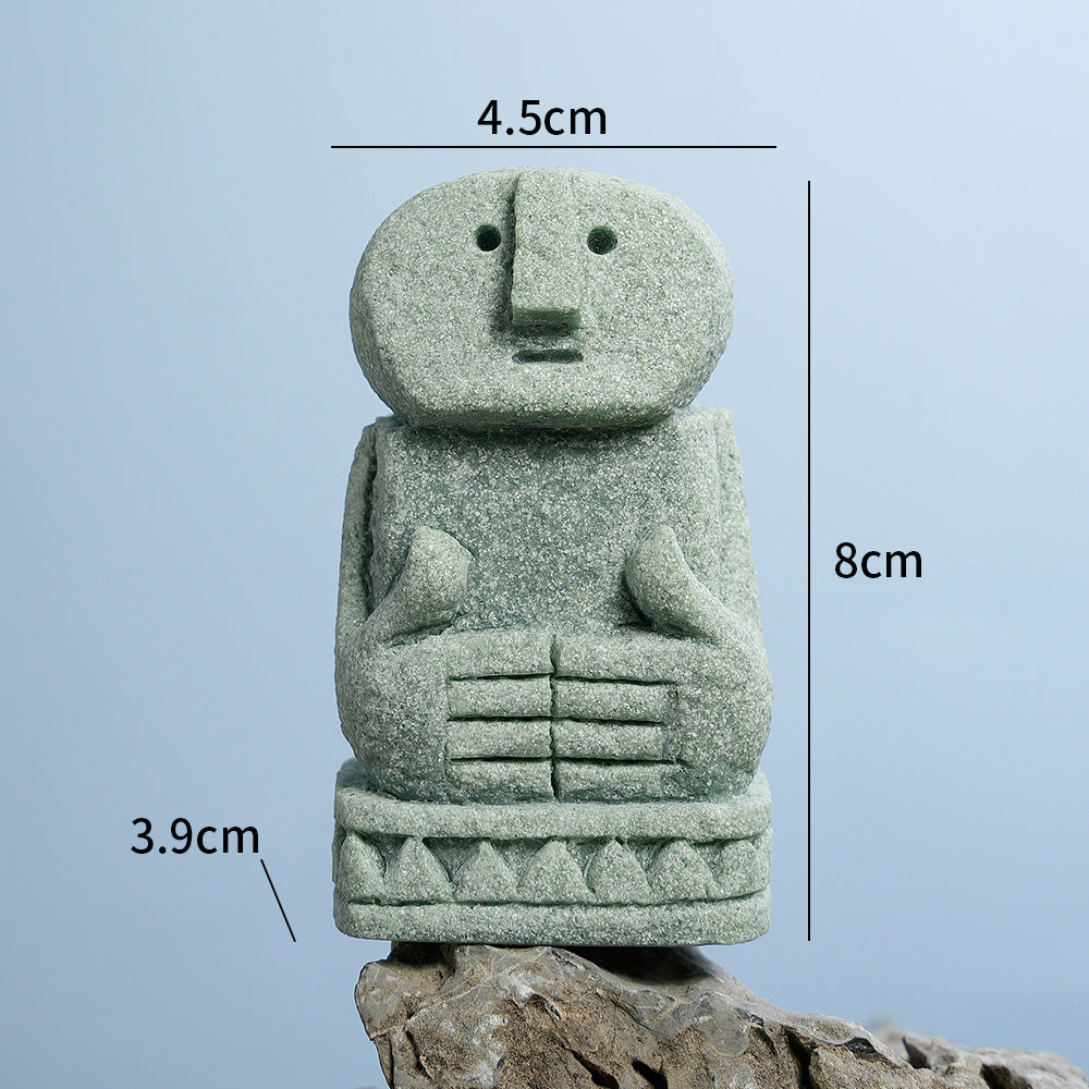 zensoullab Bali Stone Man Green Sandstone Micro Landscape Fish Tank Ornament Bonsai Creative Personalized Craft Desktop Decoration