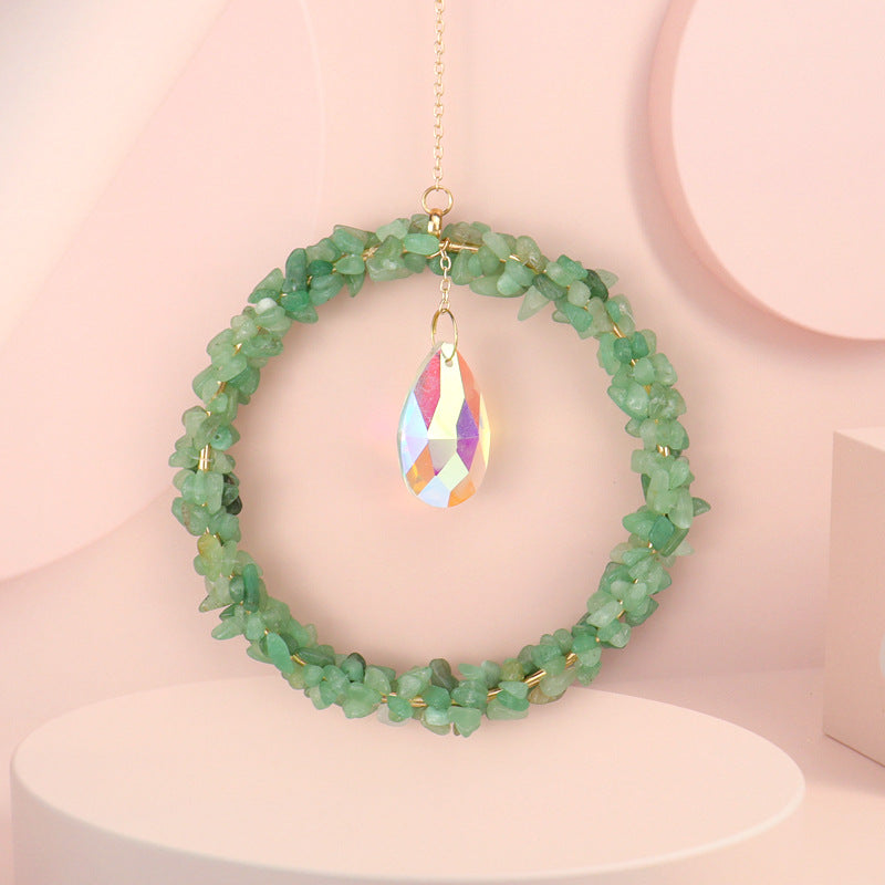 zensoullab Sun Catcher Gardening Crafts Crushed Stone Large Circle AB Color Crystal Water Drop Lighting Pendant