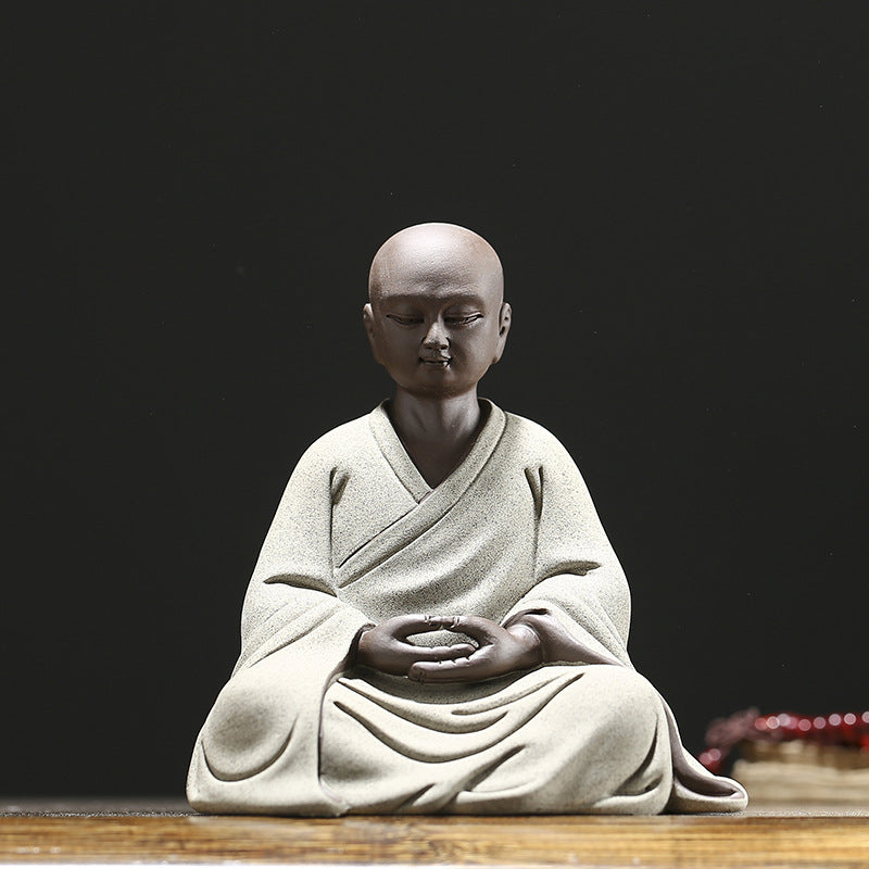 zensoullab Zen Purple Clay Little Monk Tea Pet Figure Zen Monk Little Novice Tea Ceremony Desktop Entrance Living Room Fish Tank Chinese Style Ornament