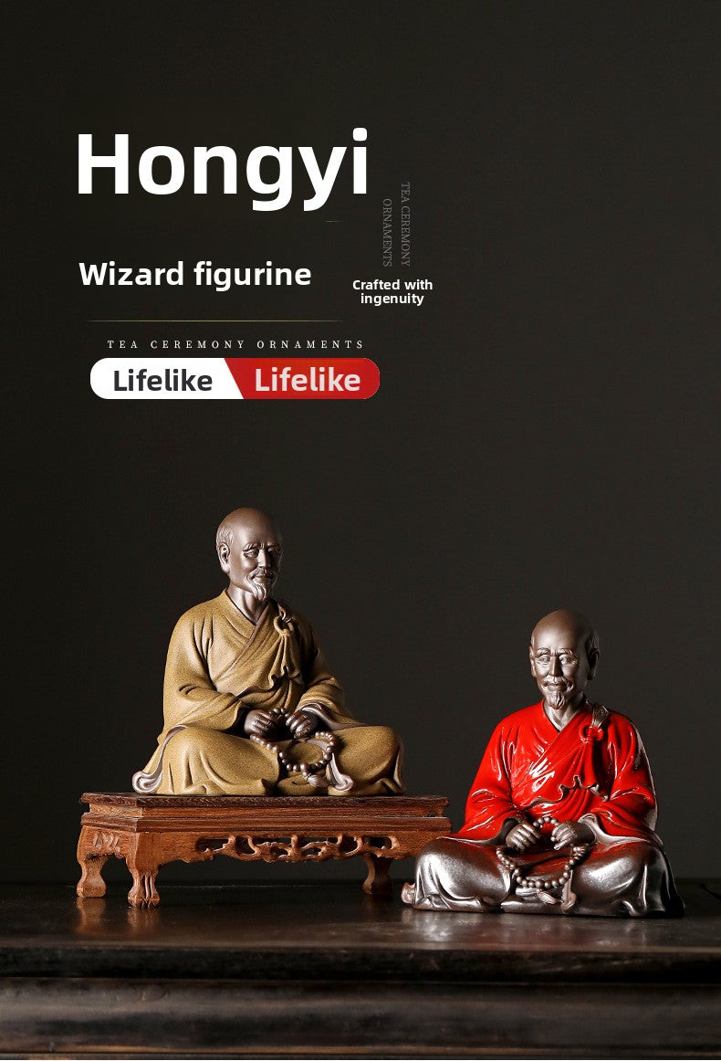 zensoullab Ceramic Master Hongyi Figure Large Ornament New Chinese Zen Style Home Office Desktop Decoration Craft Statue