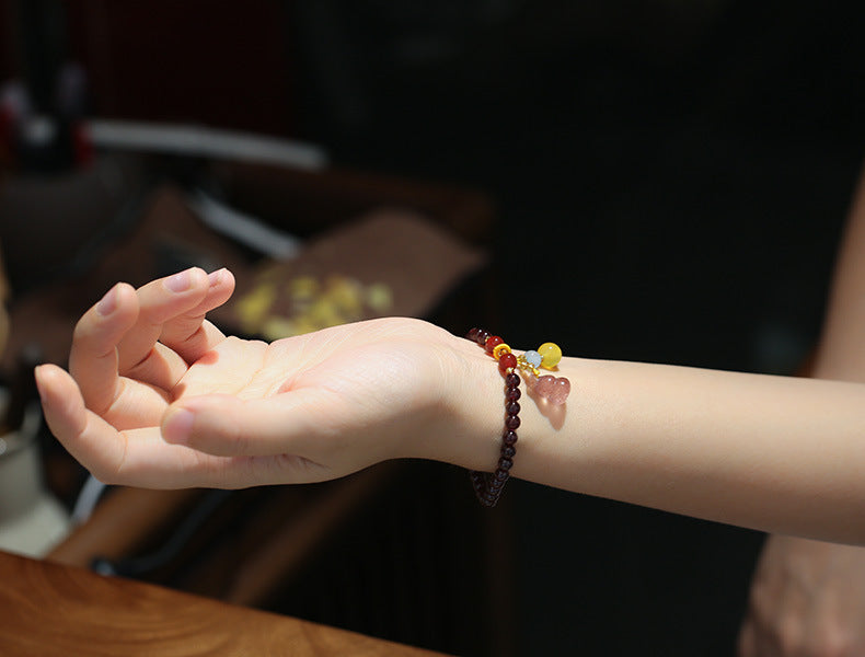 zensoullab Natural 5MM Garnet Bracelet Pendant Strawberry Crystal Gourd Crystal Bead Jewelry