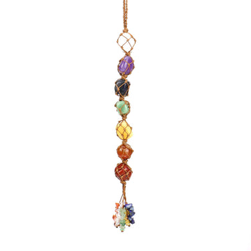 zensoullab Colorful Stone Crystal Raw Stone Hand-woven Car Hanging Natural Stone Net Bag Hanging Decoration Curtain