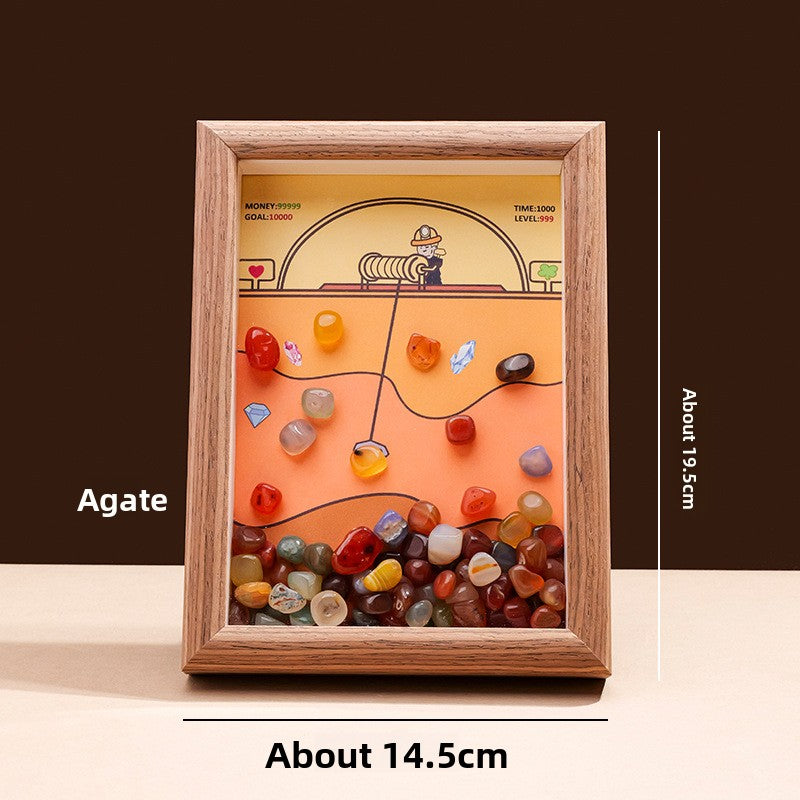 zensoullab Runyang Jewelry Natural Crystal Stone Frame Miner DIY Crystal Crafts 7inch Frame Display Creative