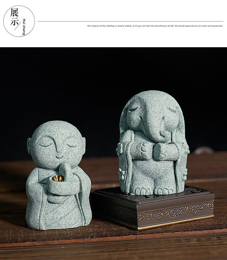 zensoullab Japanese Style Little Monk Desktop Decoration Figurine Fish Tank Aquarium Bonsai Matching Micro Landscape Tea Pet Small Ornament