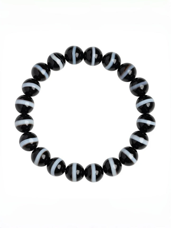 zensoullab Natural First-Line Pharmacist Dzi Bead Agate Bracelet Fashion Versatile Unisex Couple Style Single Circle Bracelet In Stock