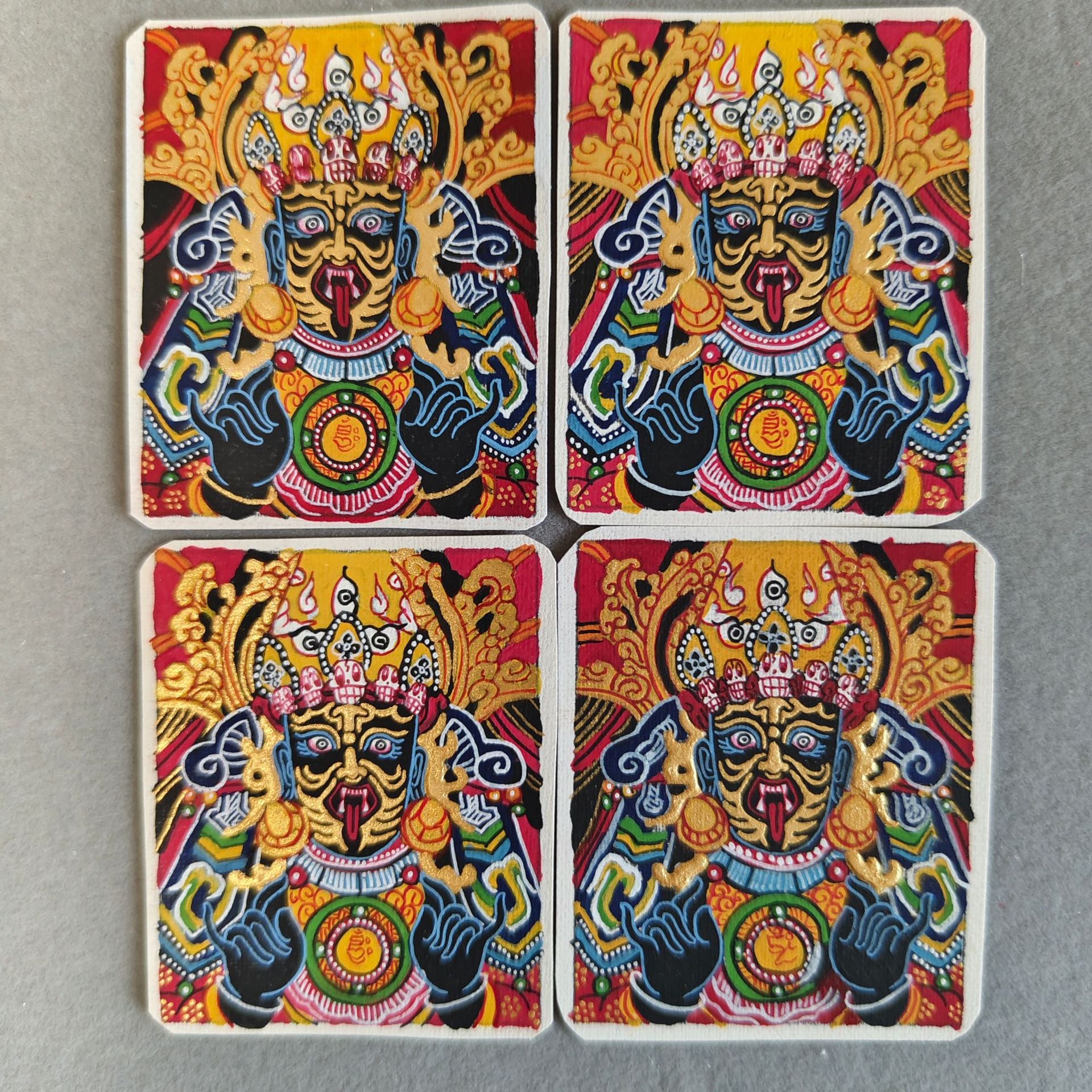 zensoullab Nepal Hand-painted Zakiram Thangka Portable Small Thangka Amulet Tibetan Female God of Wealth Necklace Car Hanging Pendant