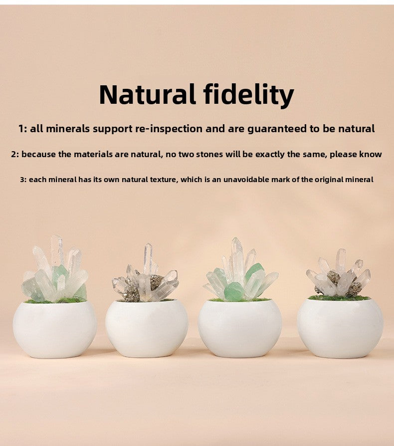 zensoullab Natural Crystal Raw Stone Mineral Potted Plant Artificial Crystal Column Fluorite Ornament Creative Desktop Aroma Stone Hot Sale