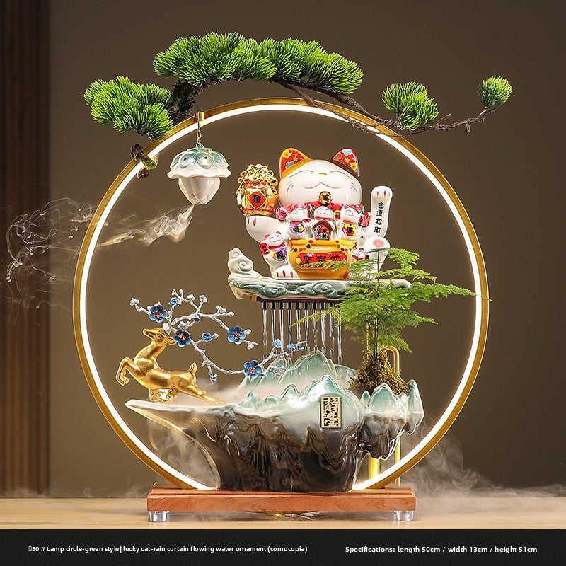 zensoullab Lucky Cat Flowing Water Wealth-Attracting Ornament Circulating Water Living Room Desktop Decoration