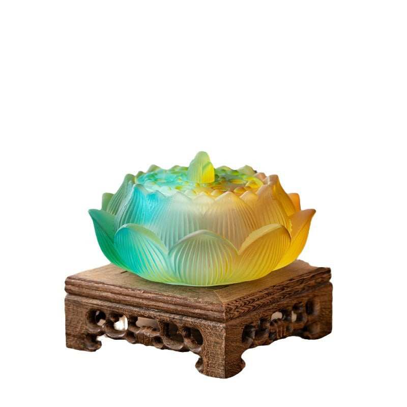 zensoullab Glass Incense Burner Ancient Method Lotus Seven-Color Coil Incense Sandalwood Agarwood True Incense Home Use Incense Holder New Chinese Style Ornament