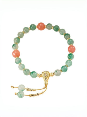 zensoullab Natural 8MM African Jade Bracelet Eighteen Seeds Pressed Flower Handheld Floating Flower Bracelet