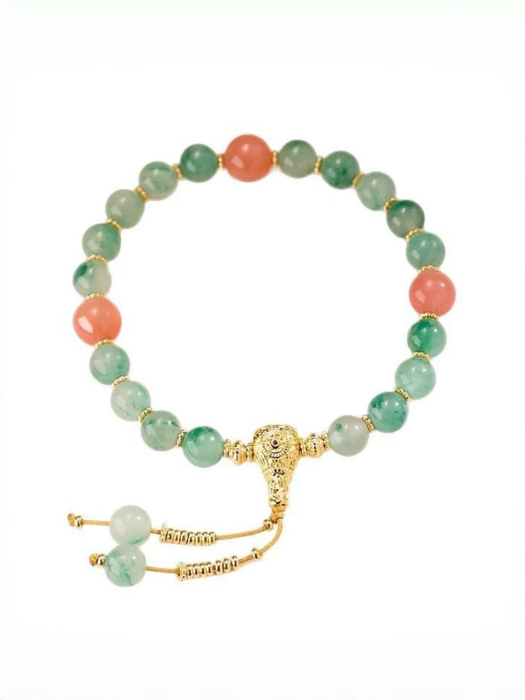 zensoullab Natural 8MM African Jade Bracelet Eighteen Seeds Pressed Flower Handheld Floating Flower Bracelet