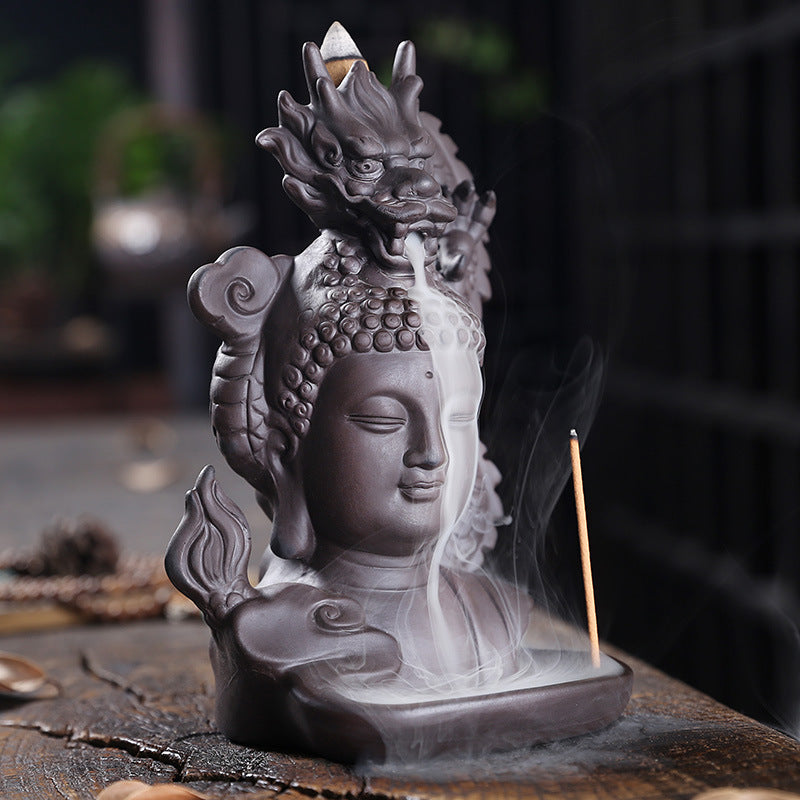 zensoullab Backflow Incense Burner Creative Ceramic Large Ornamental Decoration Indoor Tea Ceremony Antique Purple Clay Sandalwood Agarwood Incense Burner Incense Holder