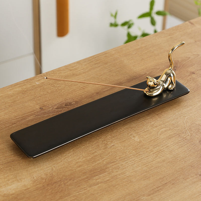 Cross-Border Ceramic Kitten Aromatherapy Burner Ornament Creative Cute Cat Home Indoor Creative Incense Holder Incense Stand Incense Tray