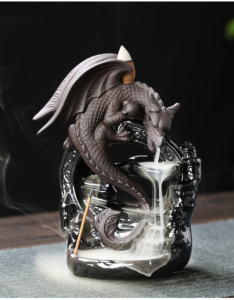 Original European Style Pterosaur Sandalwood Backflow Incense Burner Creative Black Pterosaur Waterfall Backflow Incense Burner Ornament
