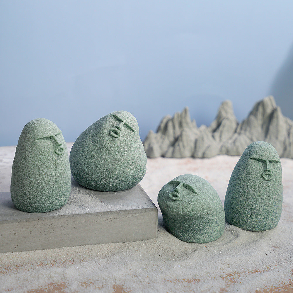 zensoullab Green Sandstone Micro Landscape Water Flow Fish Tank Ornament Bonsai Creative Personalized Craft Desktop Figurine Decoration