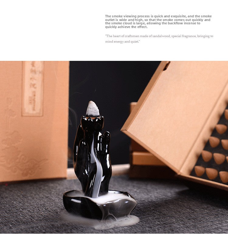 zensoullab Natural Backflow Incense Pellets Agarwood Tower Incense Cones Sandalwood Incense Home Indoor Air Purification Incense Burner Aromatherapy Gift