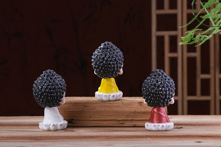 zensoullab Premium Creative Bobblehead Figurine Desktop Ornament Hand-painted Small Ornament Tathagata Peace Buddha Car-mounted Chinese Home Decoration
