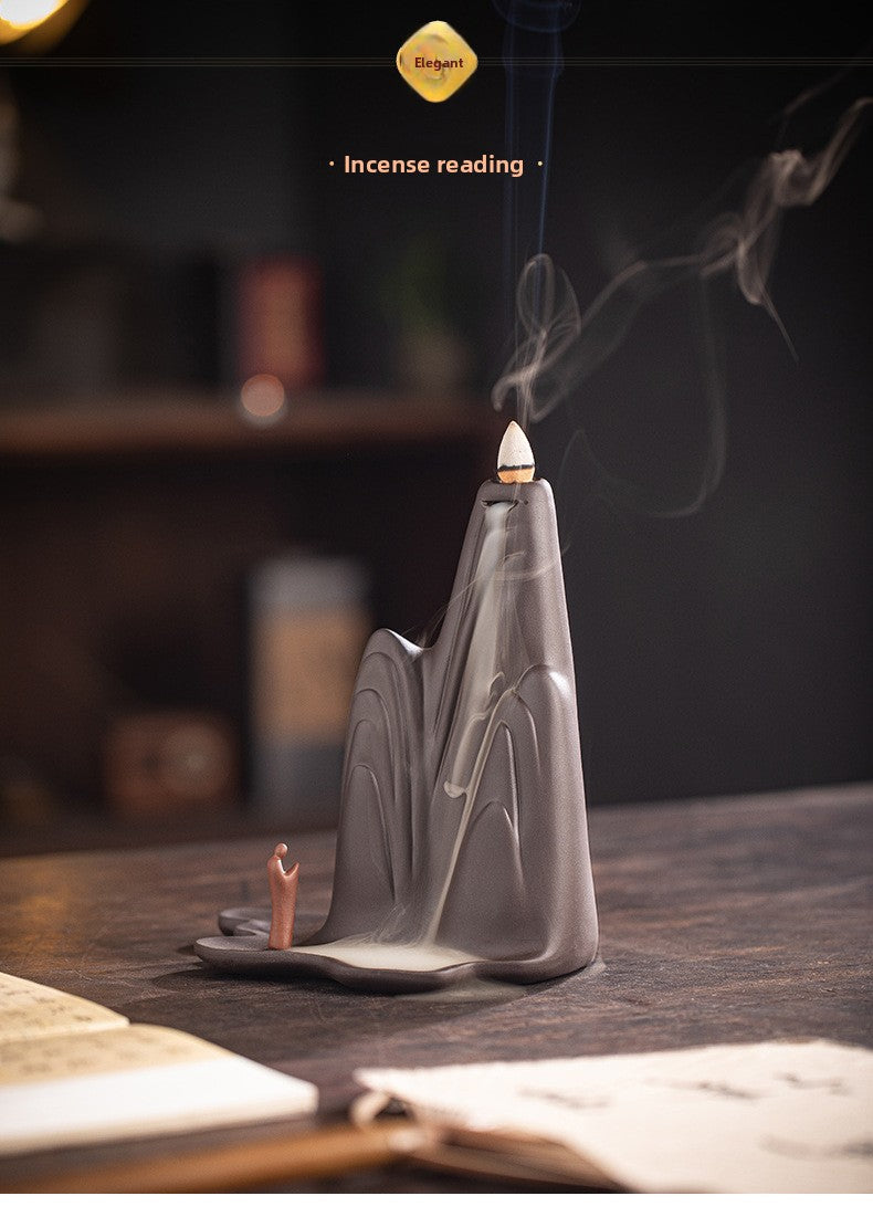 zensoullab Zen Style Chinese Backflow Incense Burner Mountain Water Landscape Desktop Ornament Creative Home Living Room Indoor Aromatherapy Burner