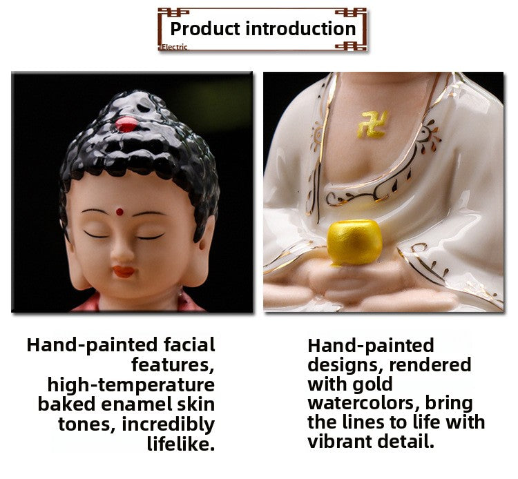 zensoullab Ceramic Saha Western Three Saints Home Worship Guanyin Bodhisattva Shakyamuni Buddha Ksitigarbha Buddha Statue Home Decor