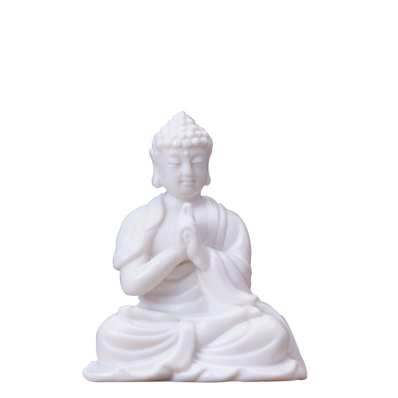 zensoullab Premium Handmade Ceramic Figure Bonsai Fish Tank Decoration White Porcelain Tathagata Little Monk Chinese Style Mini Small Ornament