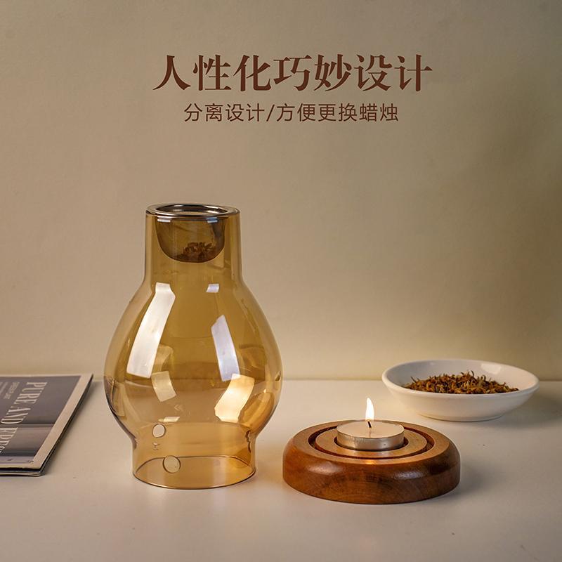 zensoullab Fireproof Candle Incense Burner Agarwood Wood Chips Aromatherapy Lamp Glass Incense Burner Glass Candle Holder Aromatherapy Lamp
