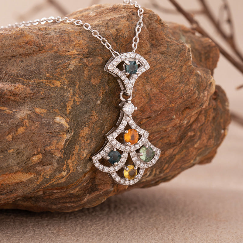 zensoullab Live Natural Gemstone Colorful Sapphire Necklace for Women S925 Sterling Silver Colorful Gemstone Pendant