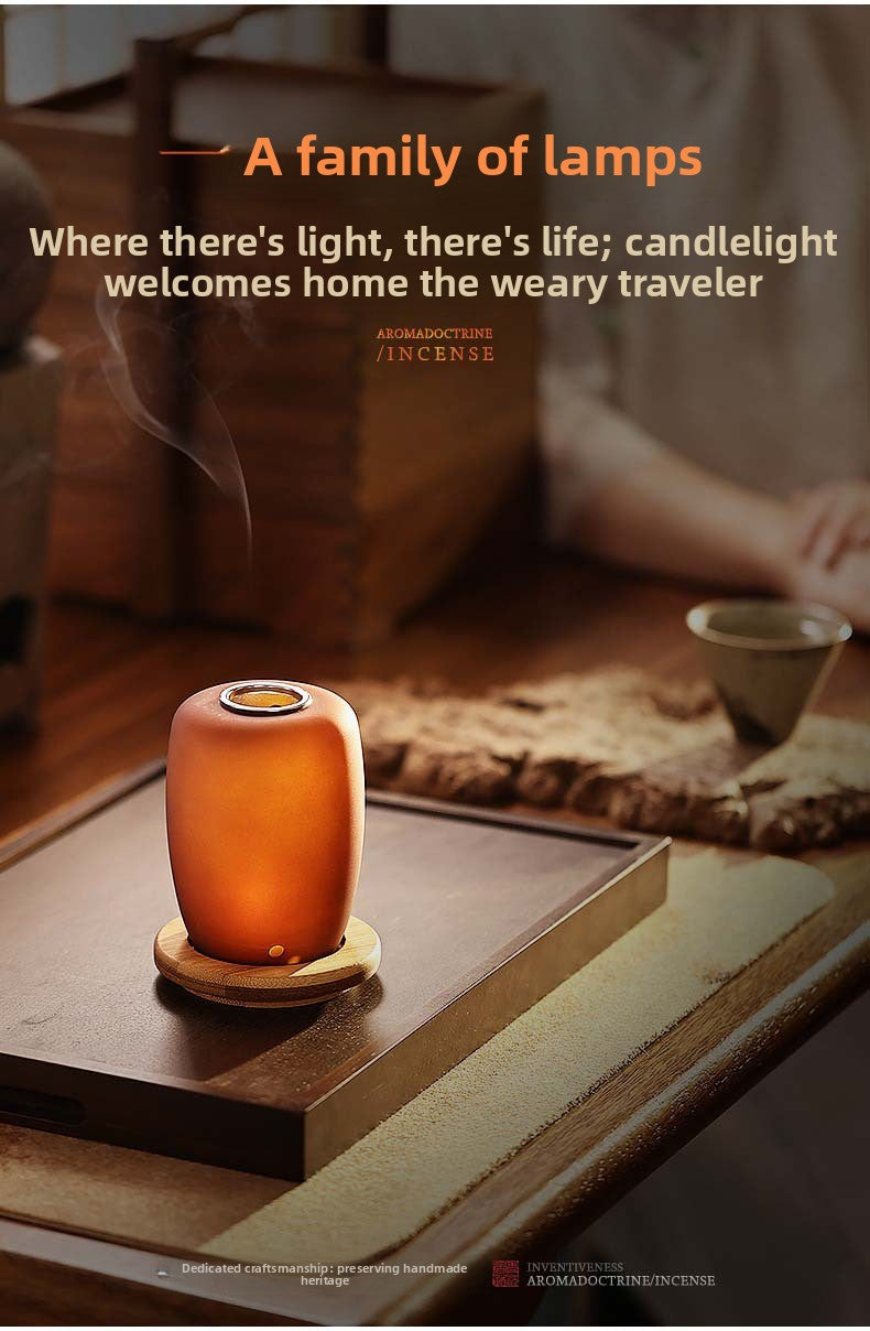 zensoullab Agarwood Incense Burner Glass Incense Burner Home Sandalwood Natural Incense Retro Fireproof Incense Burner Candle Incense Lamp