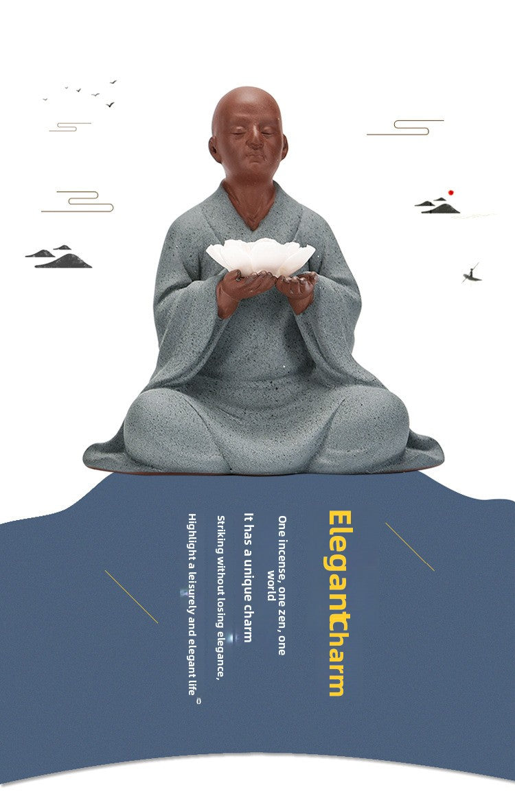 zensoullab Zen Ceramic Little Monk Desktop Decoration New Chinese Style Living Room Entrance Figure Soft Decoration Tea Table Tea Pet Premium Ornament