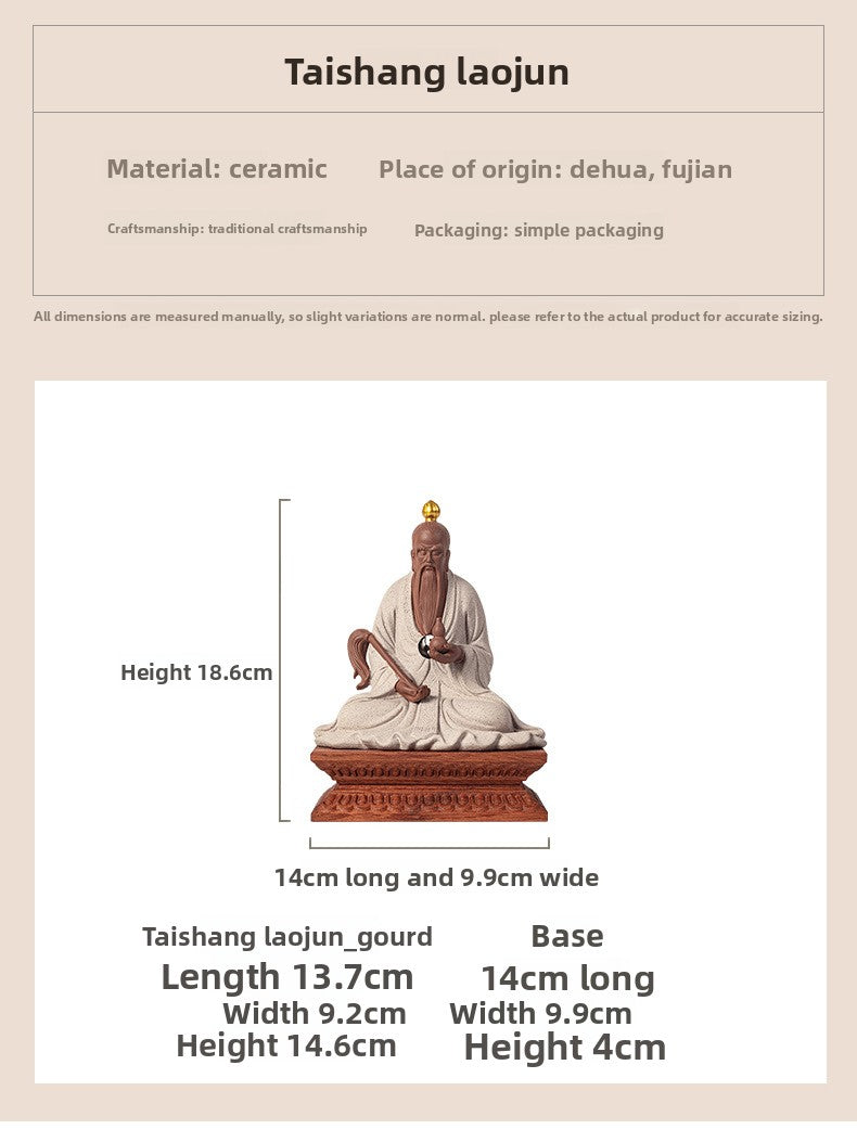 zensoullab Zen Style Chinese Ceramic Taishang Laojun Three Pure Ones Taoist Patriarch Yuanshitianzun Living Room Creative Home Decor Antique Shelf Ornament