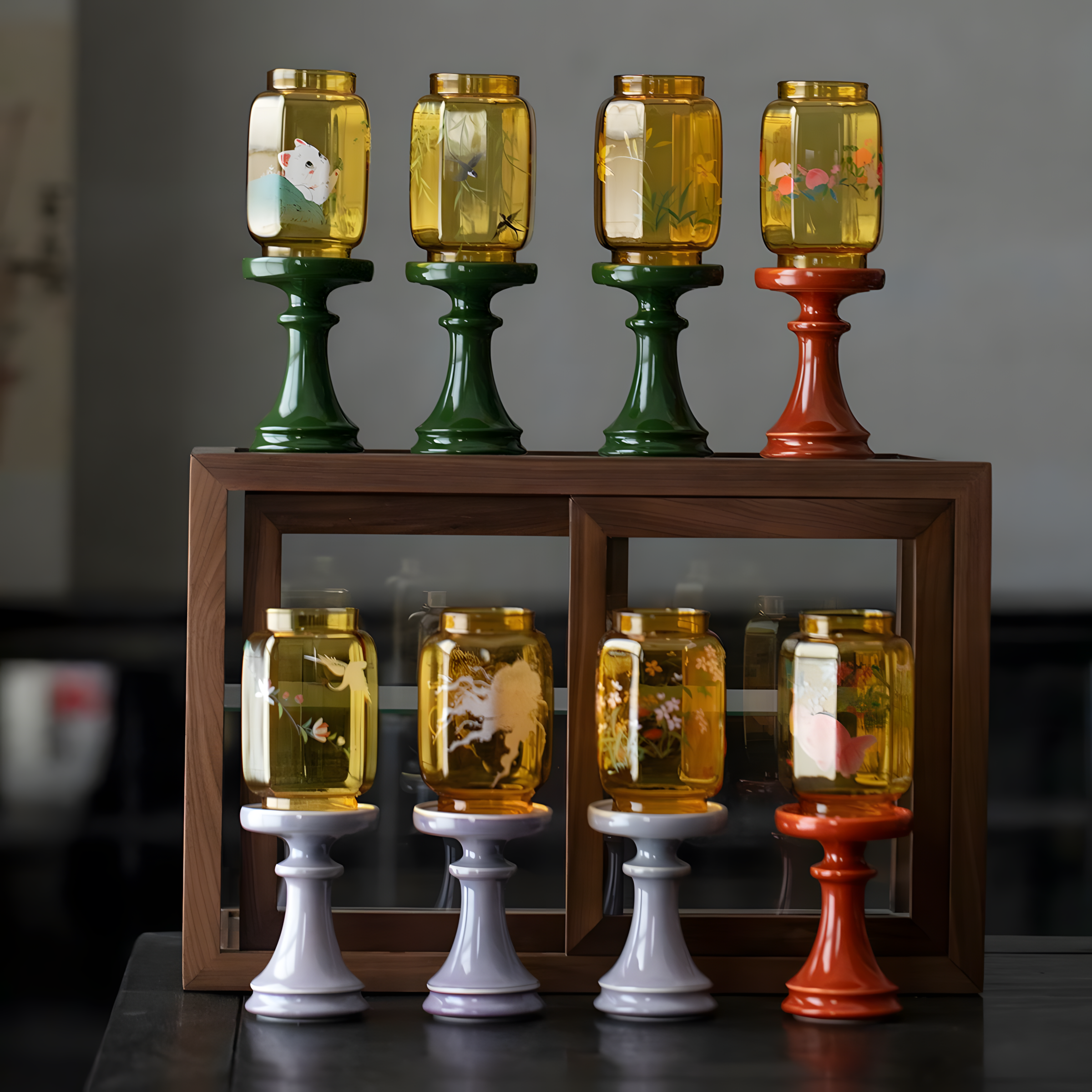 Zensoullab Blessed Light of Serenity · Cherry Goldfish Chinoiserie Candle Holder | Meditation Glass Lamp