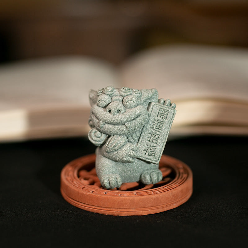 zensoullab Chinese Style Fortune-Bringing Lucky Beast Lion Desktop Creative Home Decoration Tea Pet Fish Tank Landscape Ornament Decoration