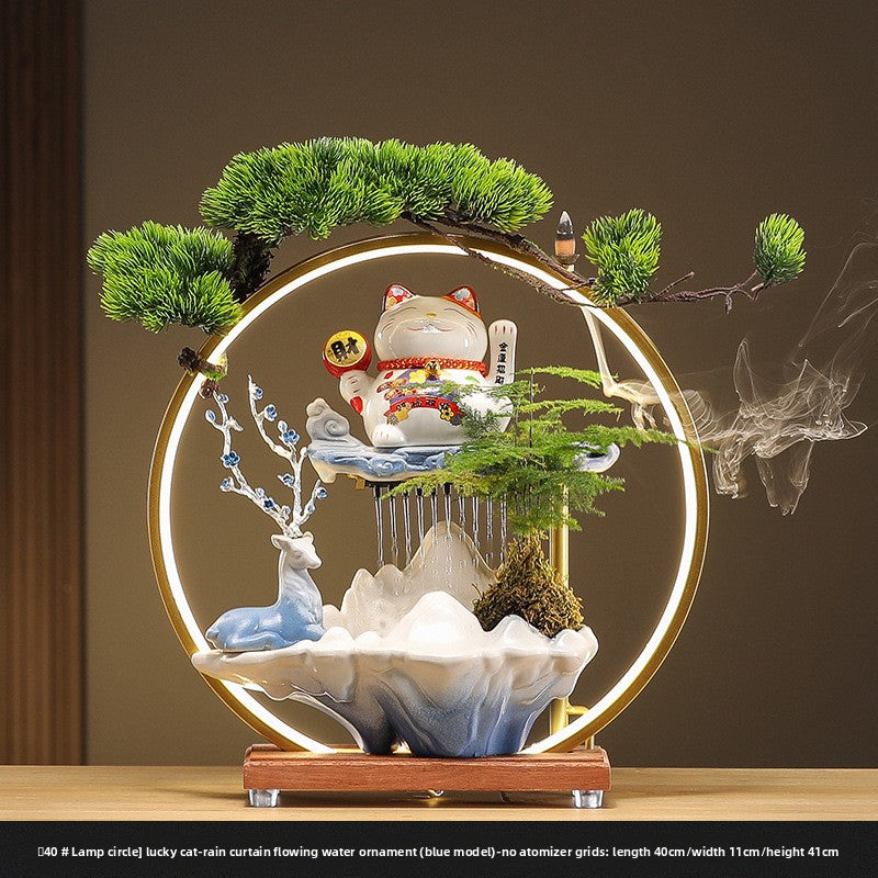zensoullab Lucky Cat Flowing Water Wealth-Attracting Ornament Circulating Water Living Room Desktop Decoration