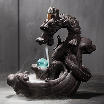 zensoullab Large Purple Clay Dragon Backflow Incense Burner Tea Ceremony Ornament Creative Incense Burner Dragon Home Decor Incense Original