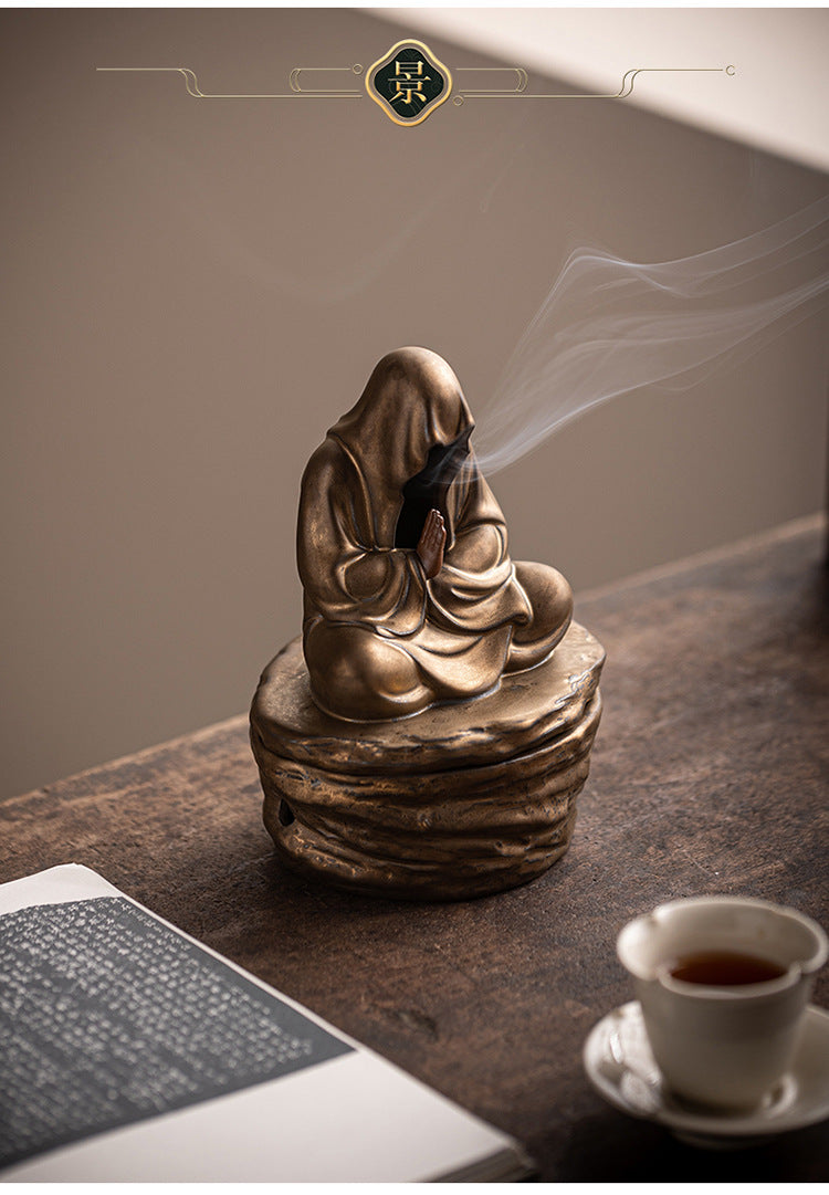 zensoullab Zen Style Incense Burner for Home Indoor Tea Ceremony Study Room Aromatherapy Ornament Sandalwood Agarwood Incense Burner Ceramic Craft