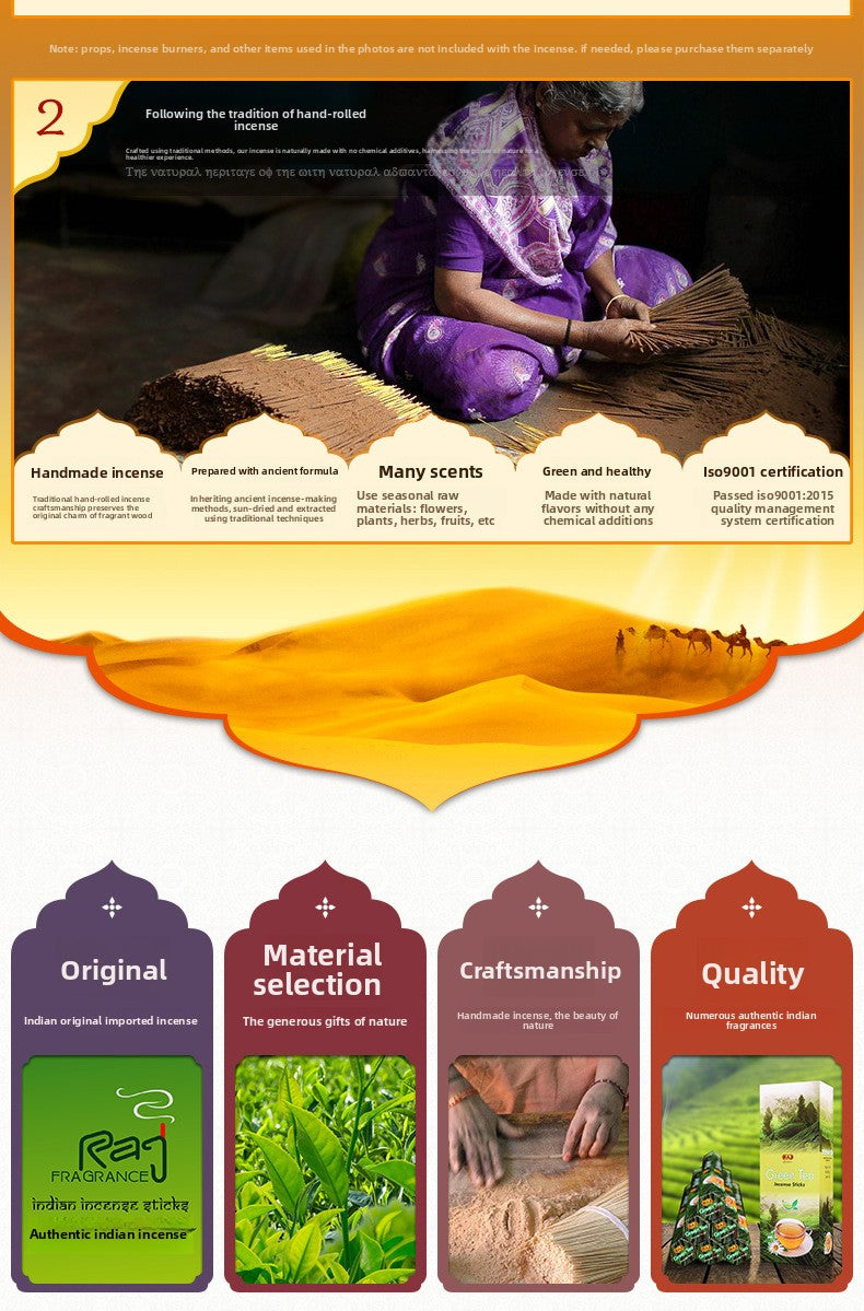 zensoullab Indian Incense Green Tea en Tea Authentic Indian Original Imported Handmade Aromatherapy Incense Stick 843