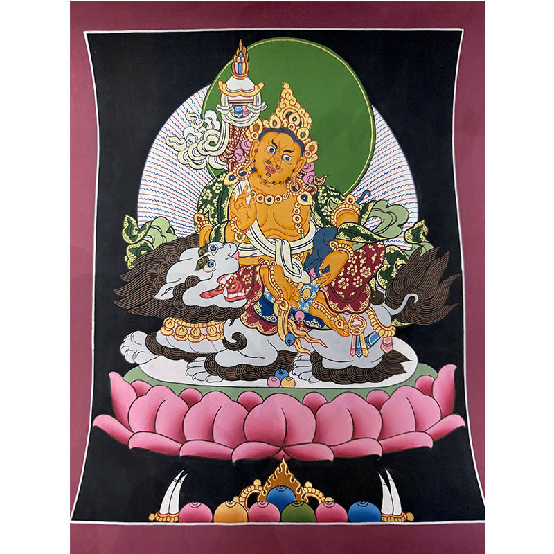 zensoullab Nepal Hand-painted Yellow God of Wealth Green Tara Manjushri Four-armed Guanyin Medicine Buddha Buddha Statue Thangka Table Decoration Hanging Painting