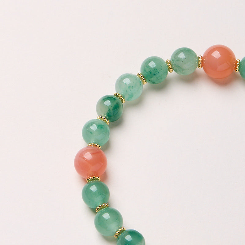 zensoullab Natural 8MM African Jade Bracelet Eighteen Seeds Pressed Flower Handheld Floating Flower Bracelet